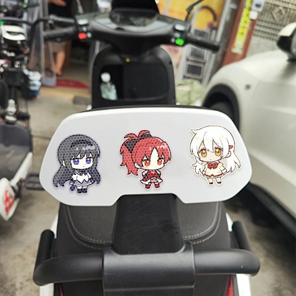 Madoka Magica Reflective Car Sticker Cute Q Version Decal Electric Scooter Safety Warning Decor Gift view 4