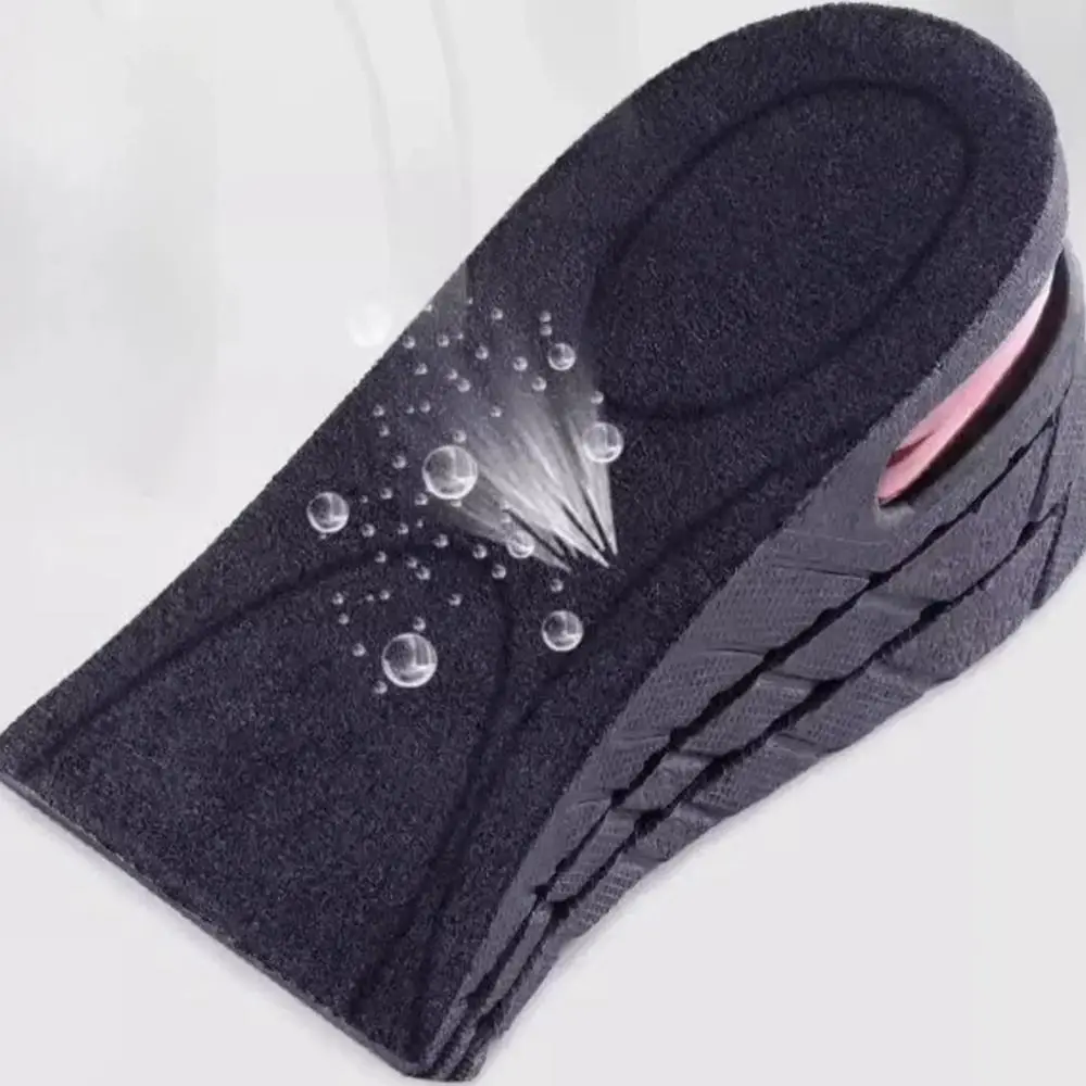 1 Paar neue erhöhte PVC-Einlegesohle, schwarz, mehrschichtig, unsichtbar, verstellbar, abnehmbar, halbes Kissen, Sommer