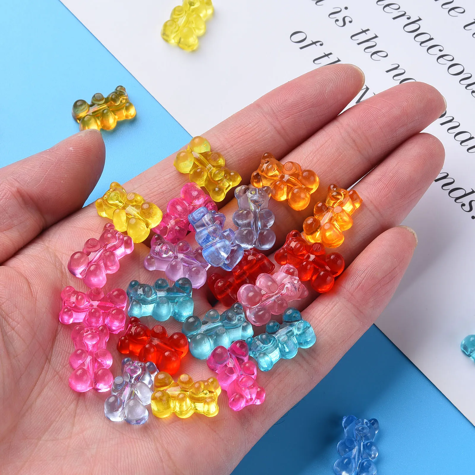 Colorful Cute Acrylic Bear Beads Vertical Hole Animal Spacer Beads for Jewelry Making Necklace Bracelet Earrings Charm DIY Craft