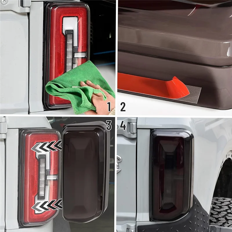 

A95E-Smoked Tail Light Cover & 3Rd Brake Light Cover Guards For Ford Bronco 2021-2023 Exterior Accessories Component
