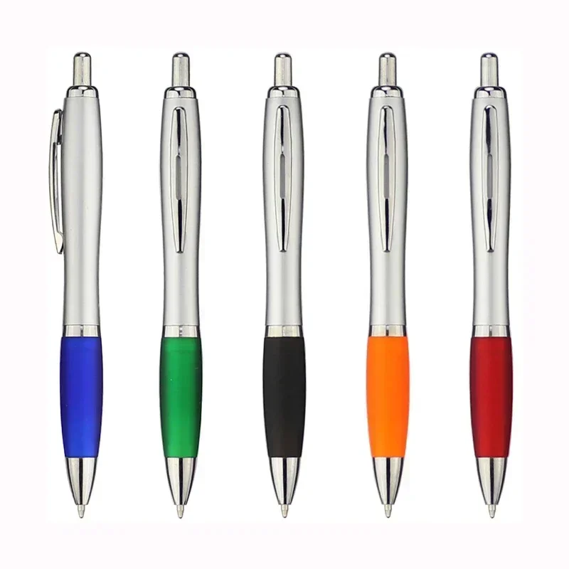 100pcs Free Personalized Logo Silver Ballpoint Pen Retractable Plastic Gourd Pen Press Pens for DIY Custom Logo