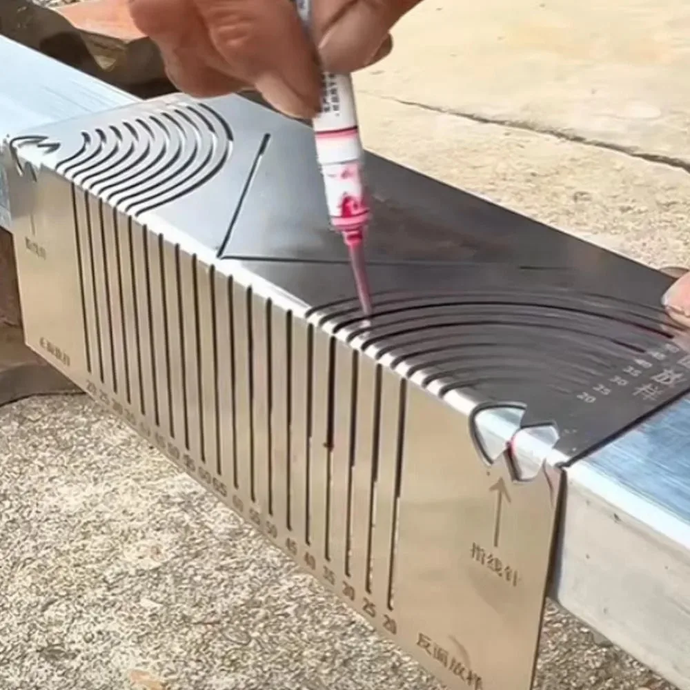 New Arc Marking Ruler Right Angle Construction Arc Parallel Drawing Tool 90 Degree Folding Ruler Metalworking Aid Tools