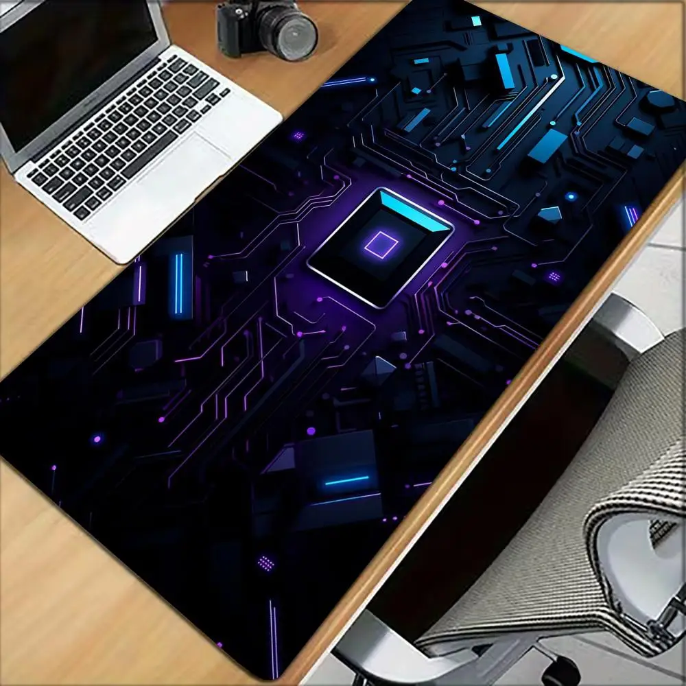 Purple Blue Circuit Board Chip Tech Large XXL Extended Gaming Mouse Pad Non-Slip Rubber Base E-sports Keyboard Desk Mat Mousepad