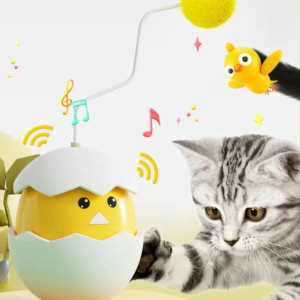 

Interactive Cute Cat Teasing Toy Sounding Automatic Electric Tumbler Toy Chicken Egg Shape Cat Sounds Toy Training