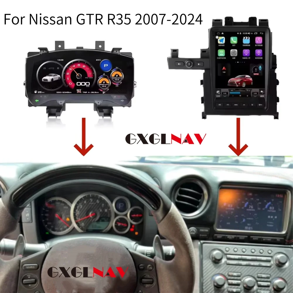 

GXGLNAV Car LCD Instrument For Nissan GTR 2008-2023 Digital Dashboard Panel Instrument Cluster Speedometer Virtual Cockpit Meter