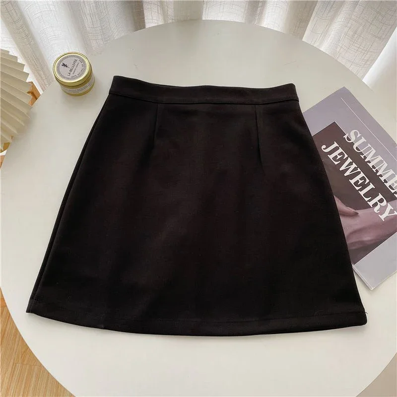 Women Solid Mini Skirt Y2K Korean Patchwork Slim High Waist Female A Line Skirt Autumn New All Match Chic Ladies Hip Wrap Skirt