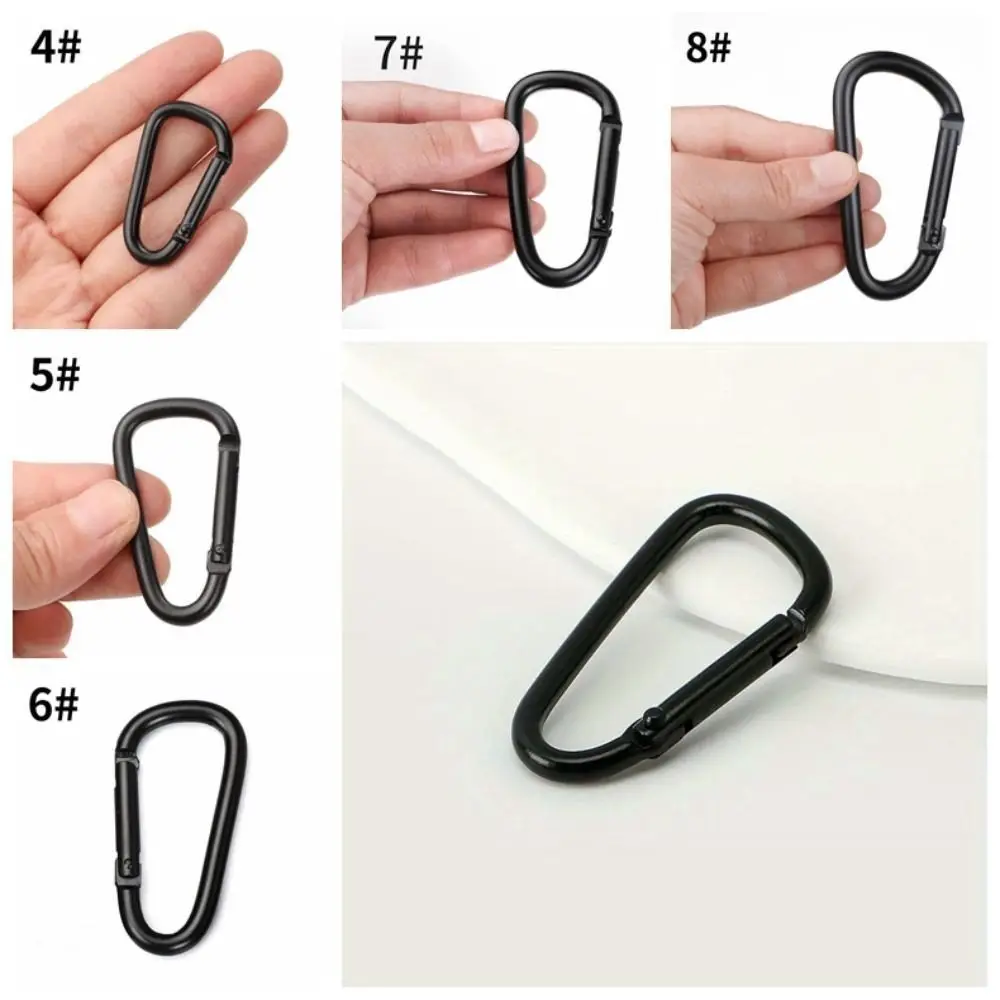 5pcs D Type Quick Release Carabiner Electrophoresis Safe D Type Carabiner Durable Black Outdoor Sports Buckle Rock Climbing