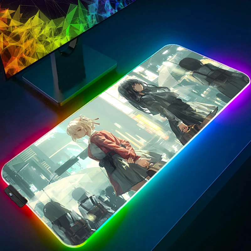 Mouse Pad Kawaii Gaming Accessories RGB Notbook Computer Speed Mini LED PC L-lycoris R-recoil Gamer Keyboard Desk Mat Mousepad