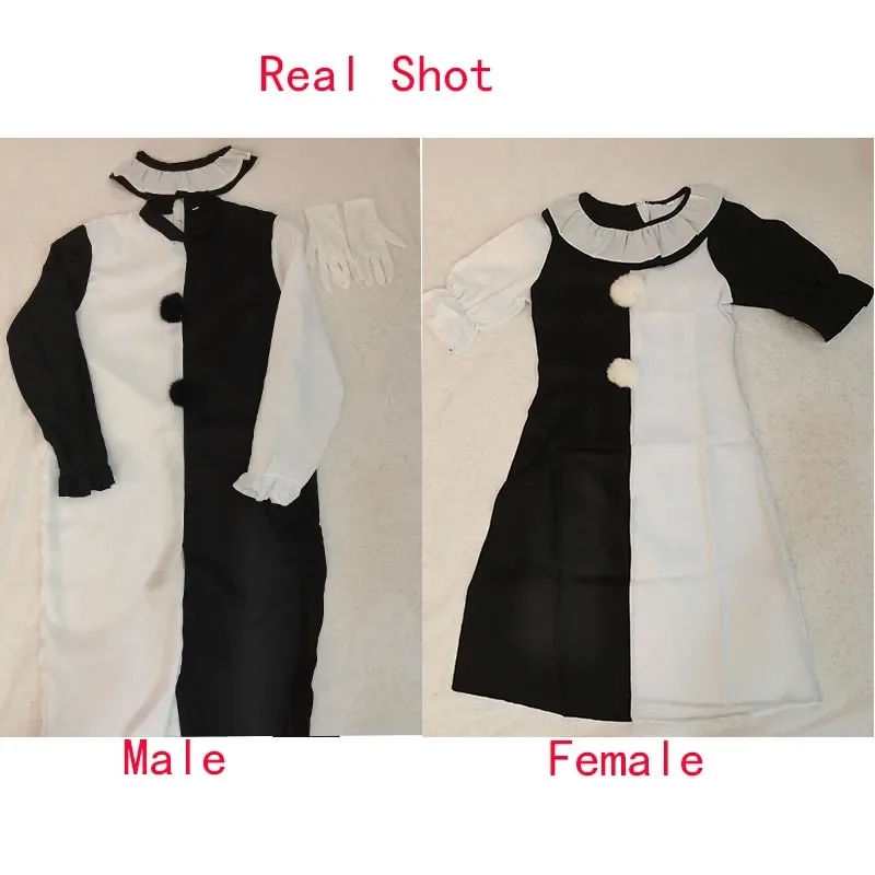 ชุดจั๊มสูทชุดคอสเพลย์ผู้หญิงตัวตลกสำหรับงานปาร์ตี้ฮาโลวีน, ชุดตัวตลกสำหรับผู้หญิง/ผู้ชายแนวสยองขวัญ