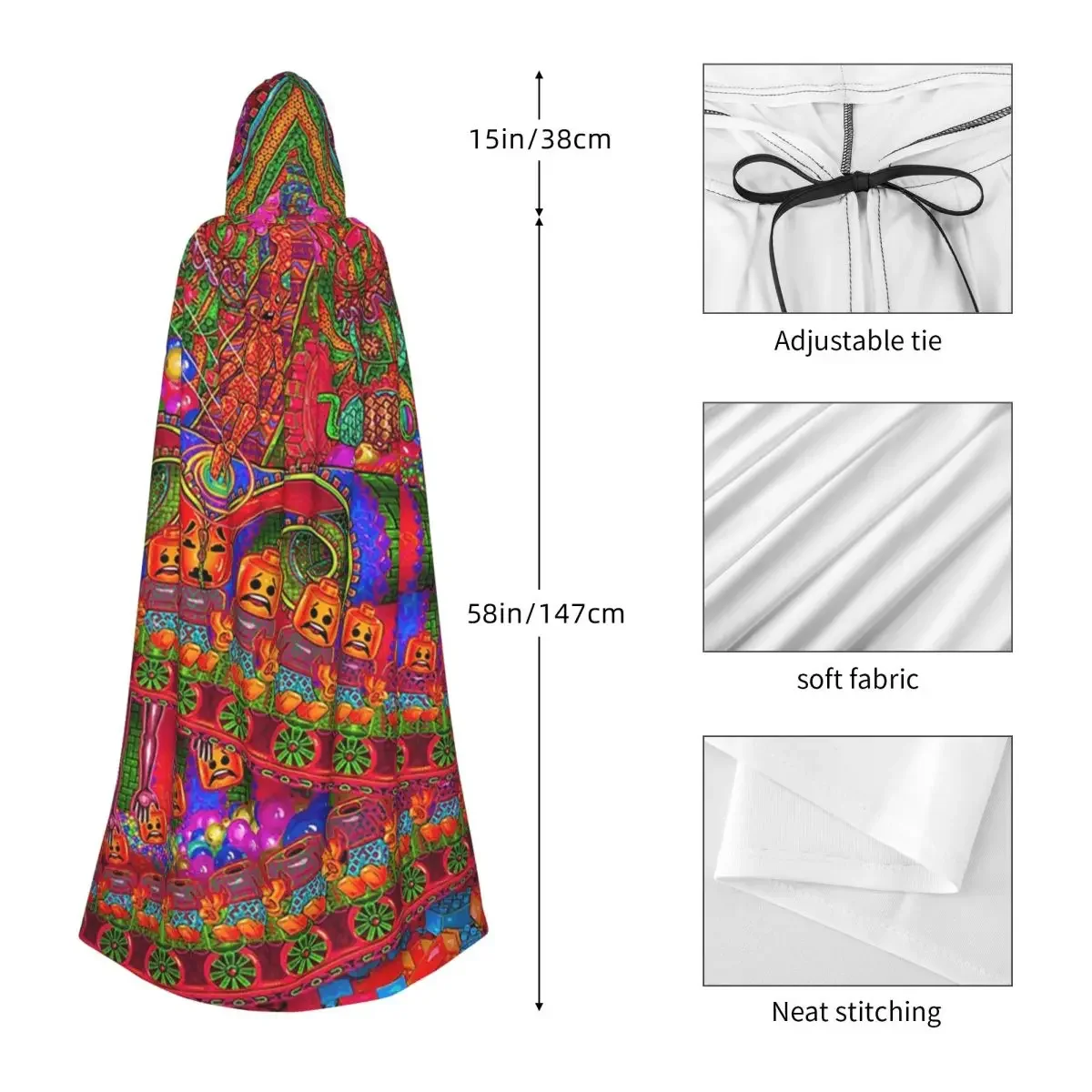 Custom Seers Portal LSD Psychedelic Long Hooded Cloak Witch Medieval Costume Cosplay Cape HalloweenCoat Adult Unisex
