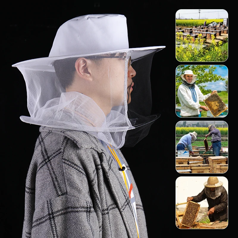 

Beekeeping Professional Cap Beekeepers Hat with Brim Face Thickening Sunscreen Half-Length Special Protection Beekeeper