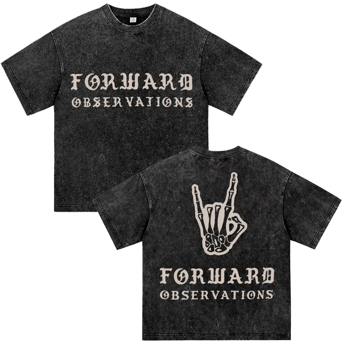 Washed Forward Observations Group Tactical Night Vision Skull T Shirt Rock Gothic Distressed T-shirt Men's Cotton Oversized Tees