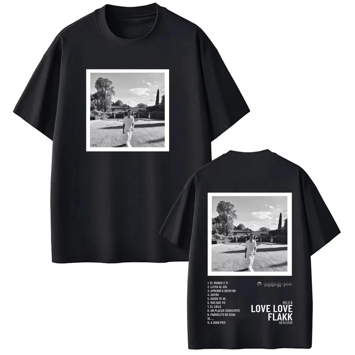 Camiseta Casual Holgada de Algodón para Verano, con Estampado del Álbum 'Love Love Flakk' del Rapero RELS, Unisex, Estilo Vintage, Manga Corta