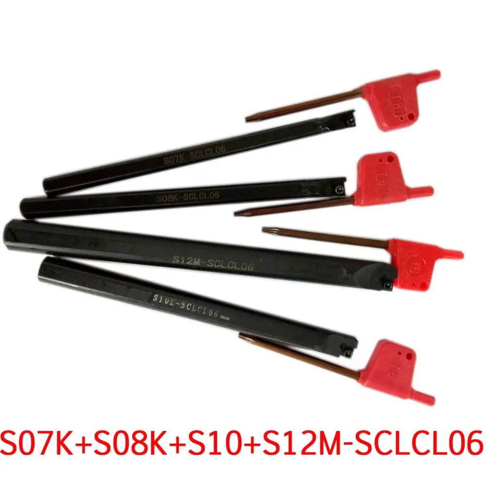 SCLCR06 Boring Bar Kit S07K S08K S10K S12M Internal Lathe Turning Tool Holder With CCMT 060204 Carbide Inserts Machining