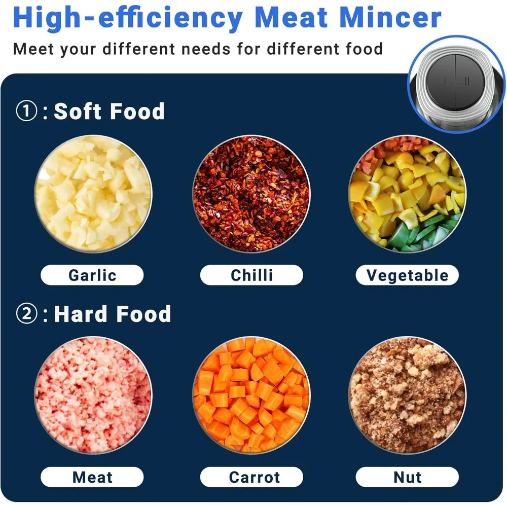 Misturador elétrico de alimentos com tigela de aço inoxidável Processador de alimentos 2 modos de velocidade 4 lâminas afiadas Misturador de suporte 500W