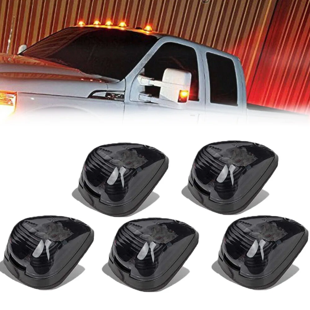 

5Pcs Smoke Lens Roof Running Marker Light Amber LED for Ford F-250 F-350 1999-2016 Super Duty