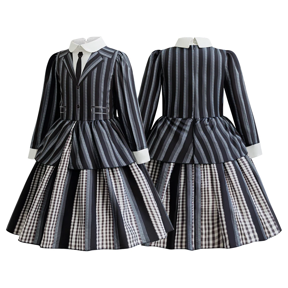 الأربعاء كرنفال الكرة ثوب اللباس Addams أزياء الهالوين للأطفال الأسرة تأثيري الملابس هدية الكريسماس فساتين الحفلات الفتيات