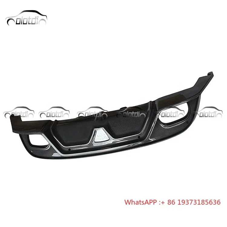 For Jaguar F-TYPE Carbon Rear Diffuser Bumper Lip Fins Spoiler Rear Splitter With LED Light 2018+