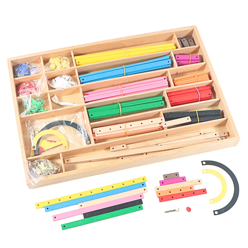 Montessori Geometric Sticks Box/ Cork Worktable Mathematics Materials for Primary Elementary Educational Equipment Learning Tool