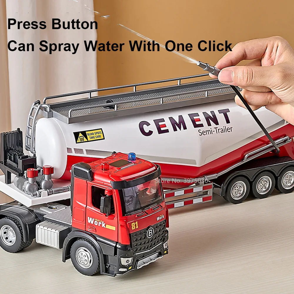 1/18 Extended Version Alloy Powder Transport Vehicle Model Toy Metal Diecast Truck Waterable and Detachable Body Toys for Child