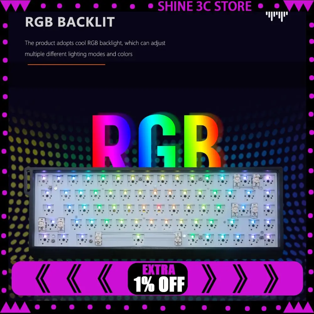 ZUOYA GMK68 Mechanical Keyboard Kit Three Mode Hot Swap RGB Gaming Keyboard DIY Kit Customize sandwich cotton Gamer keyboard kit
