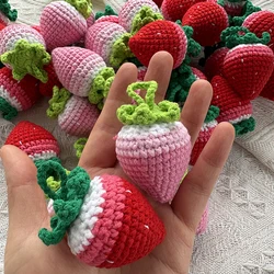 8PCS Fresas Crochet Handmade Yarn Crochet Strawberry Fat Radish Hair Clothing Accessories Semi-finished DIY 니트꽃