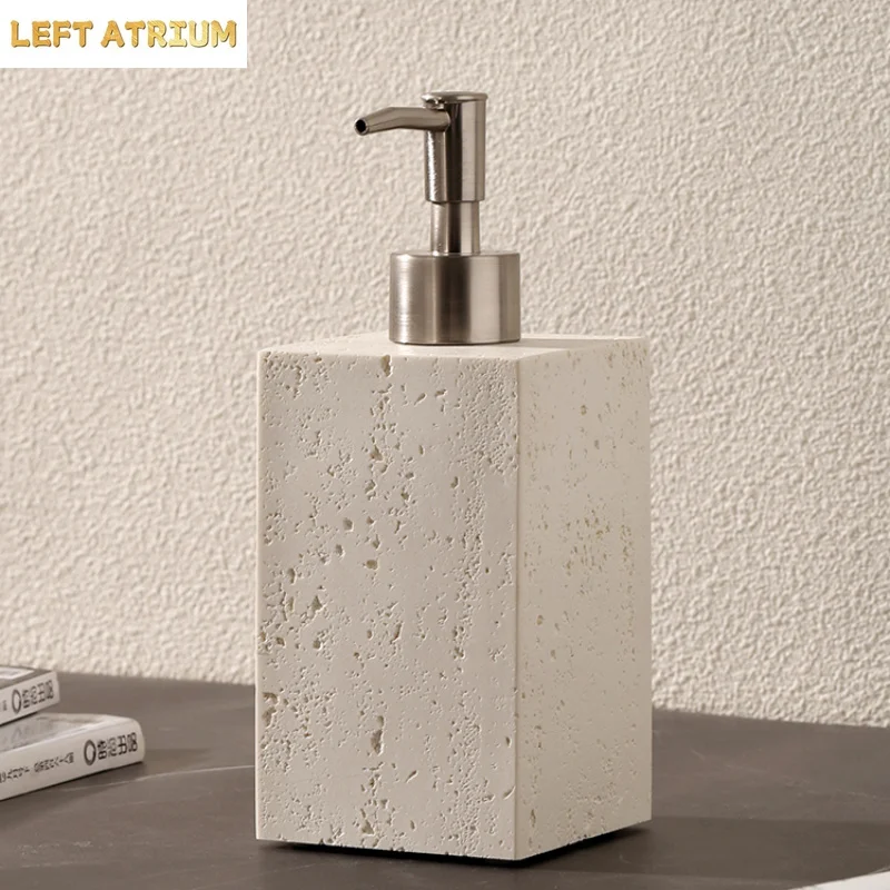 Wabi-sabi Wind Tunnel Stone Rice White Hand Sanitizer Dispenser Bottle Light Luxury Soap Shampoo Bottle Bathroom Accessories