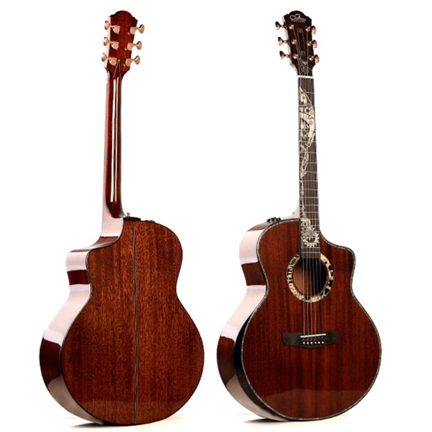 

Music never stops Chinese brand high end 41 inch all solid electric acoustic guitar for wholesale