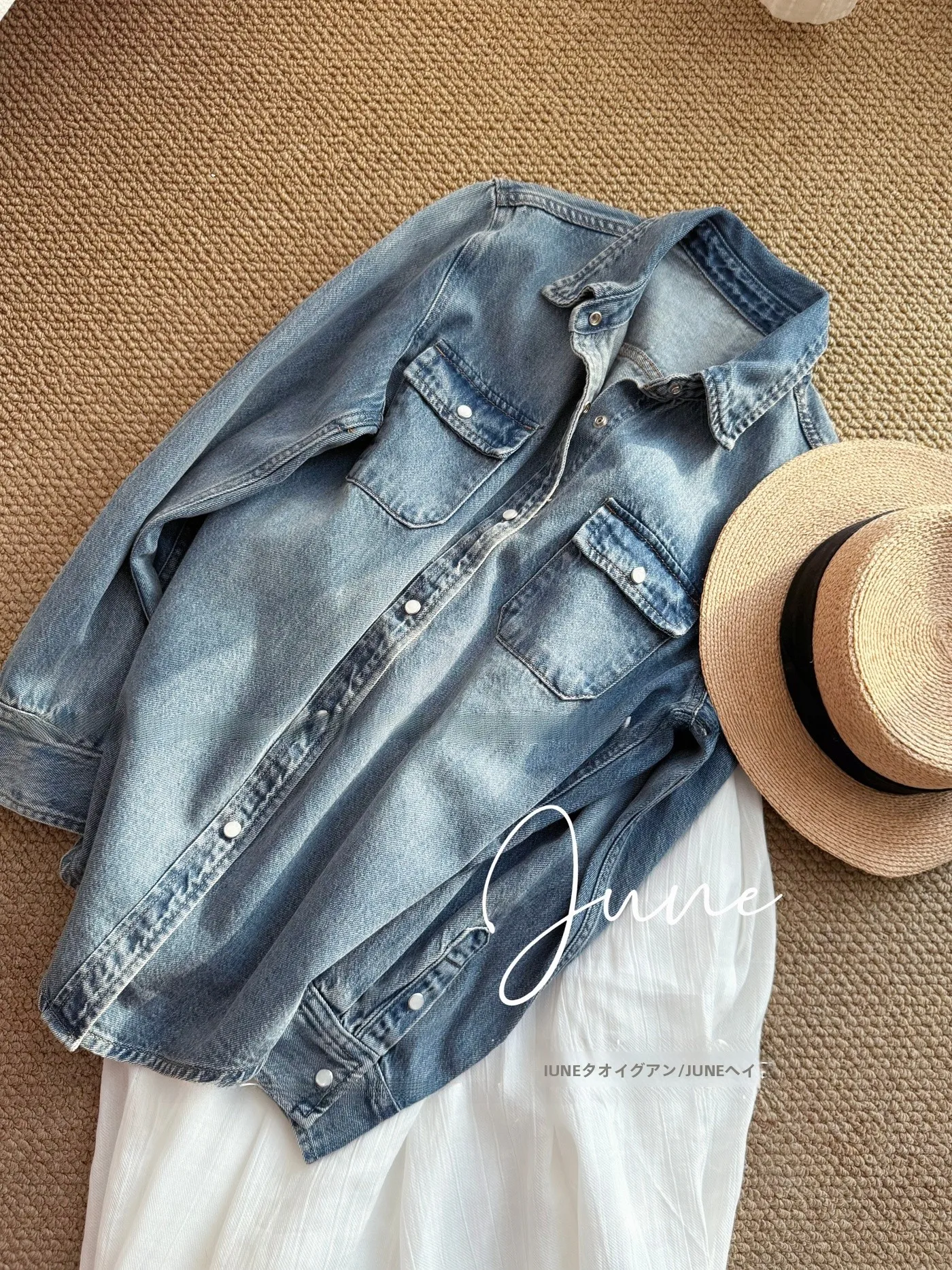 

Street S Spring Long Sve Collared Double ket Denim Jaet irt Women's Loose Fit Pure Cotton French Sle Casual Wear