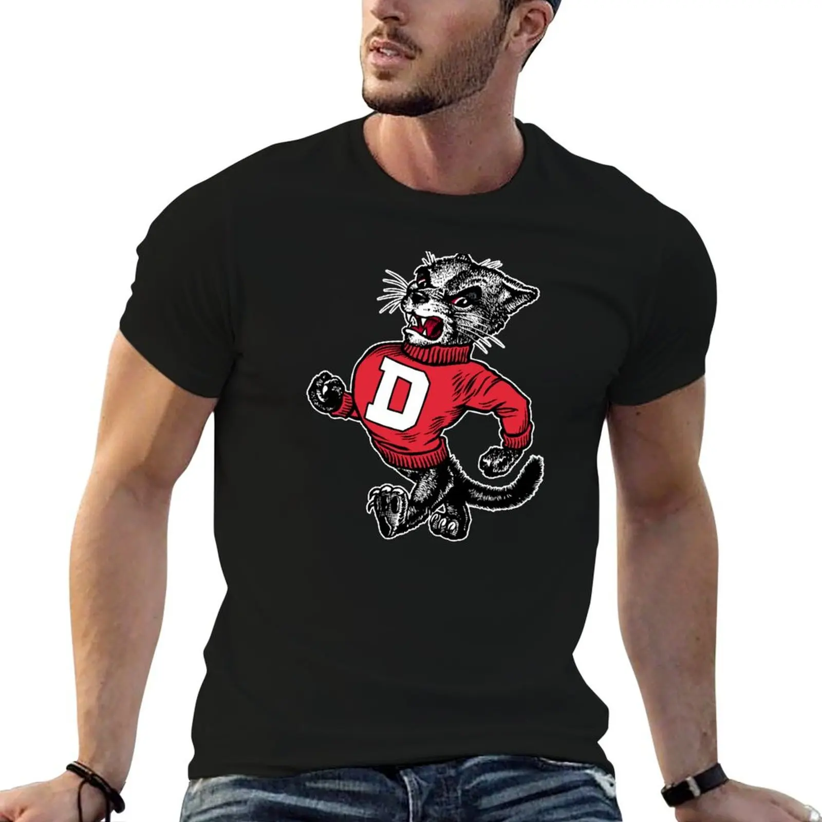 

Vintage Drury-Panthers Mascot T-Shirt man t shirts for men casual cotton t shirts high quality T-Shirt