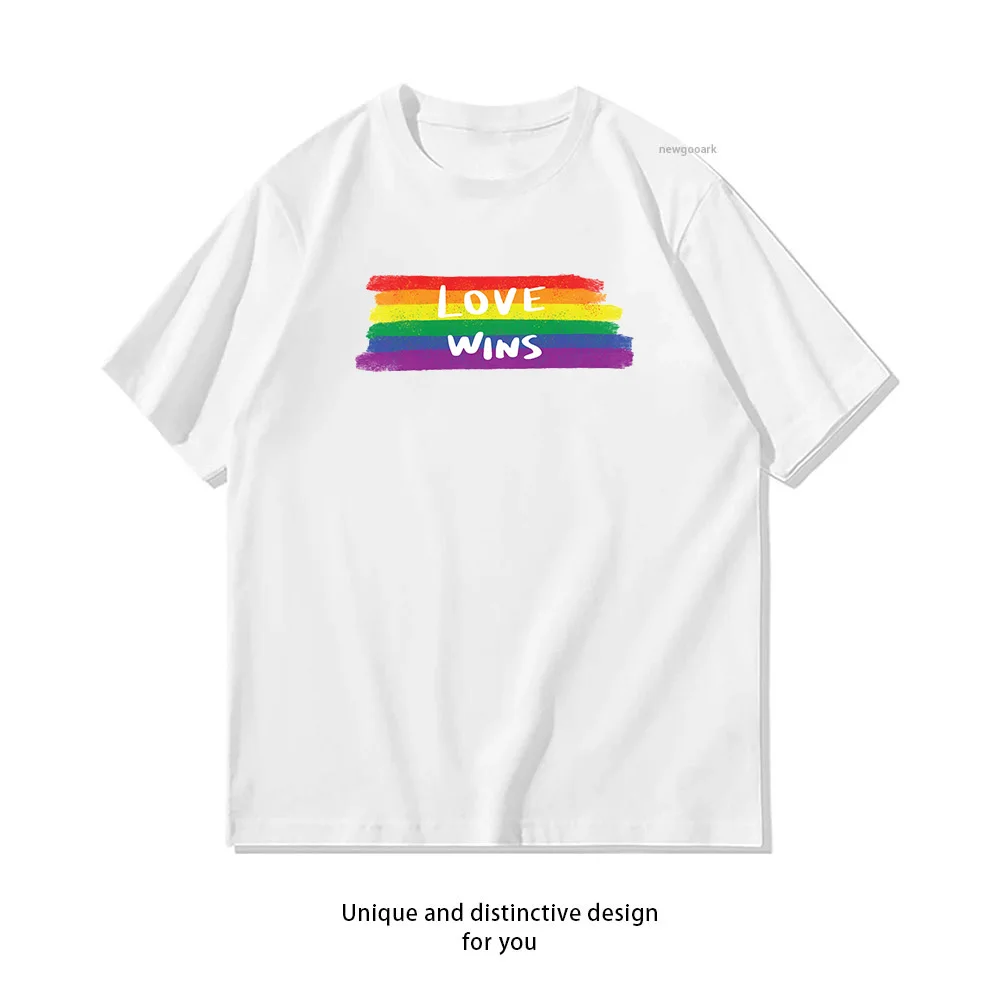 Love wins Rainbow T-Shirt woman man Casual cotton printed t shirts Adult streetwear camisetas tops tee woman clothing Retro