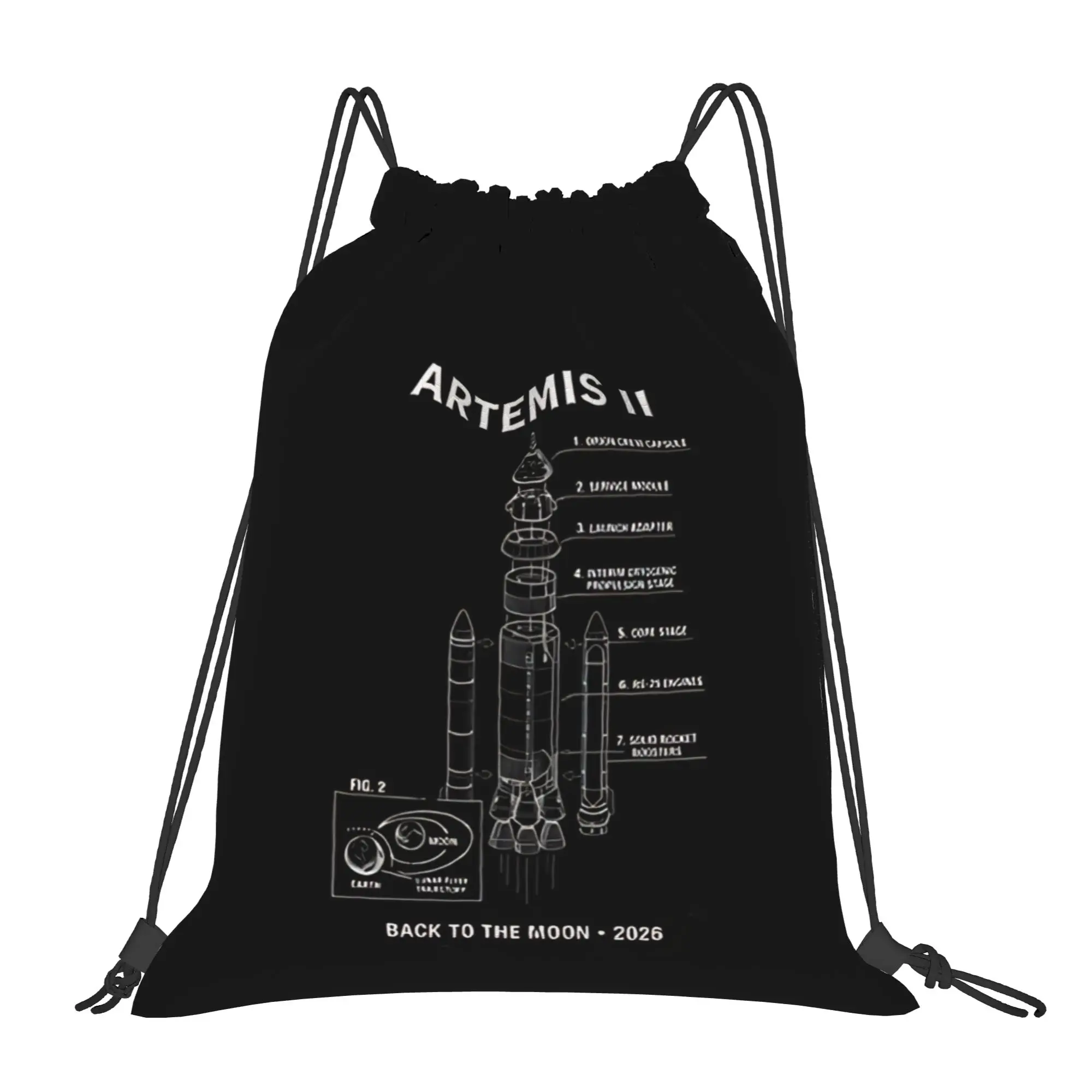 2026 Artemis II 30  Multi-function Pocket Men Women Storage Backpack Teenager Travel Bag Print Drawstring Bags