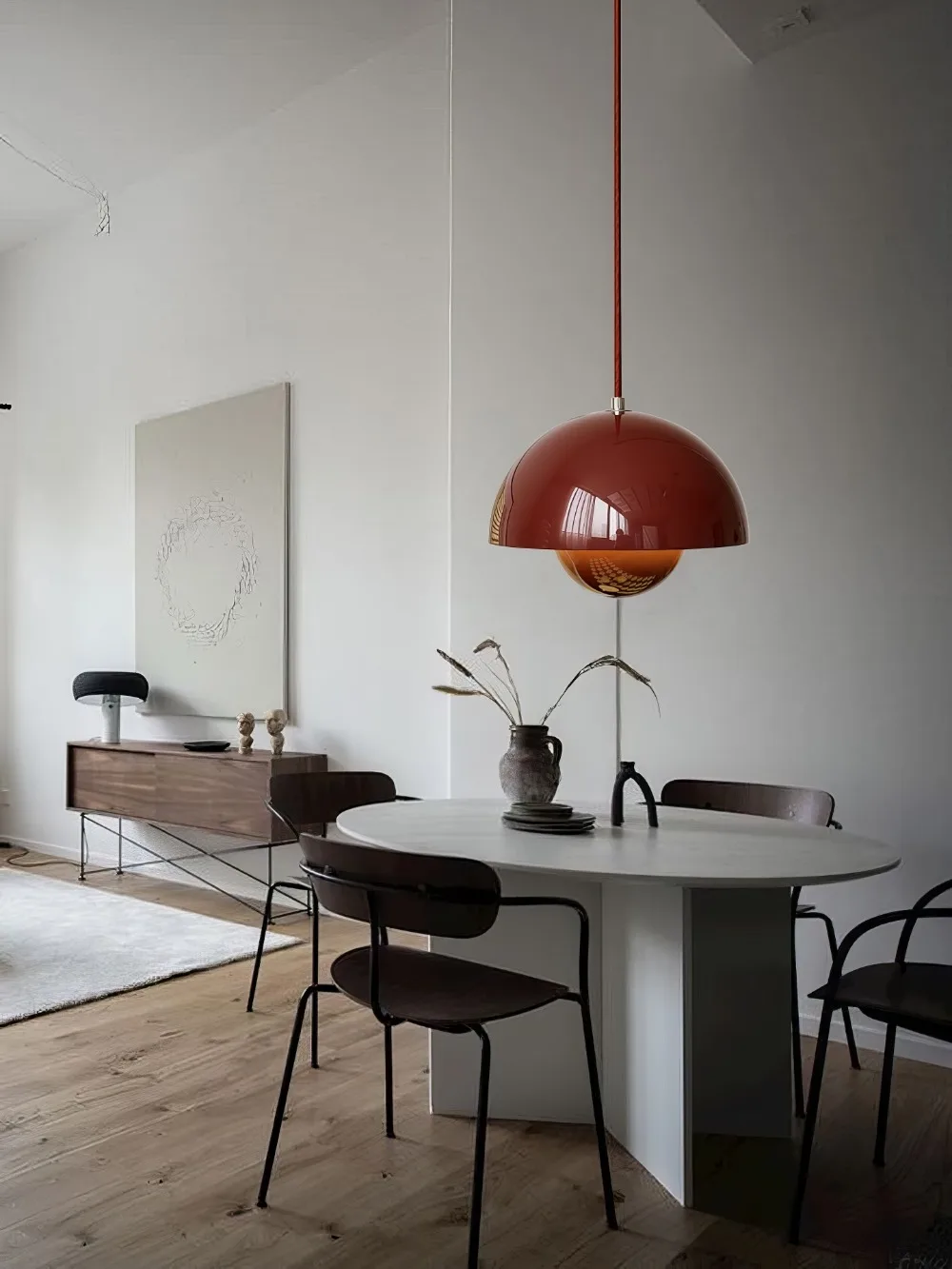 Nordic Danish Macaron industrial style dining room bedroom bedside lamp, single Bauhaus cream style bud chandelier