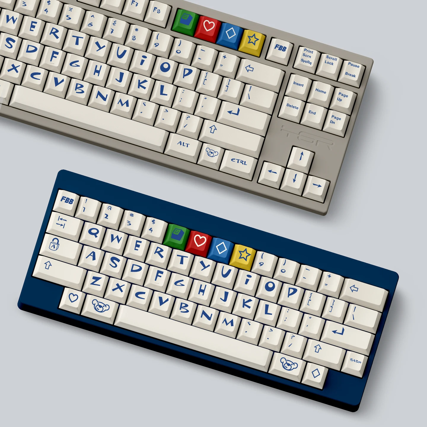 FBB Keycacps Build A Bear Retro Cute Cartoon Theme For 61/68/84/87/96/100/104/108 Keys Mechanical Keyboard Key Caps DIY Kit