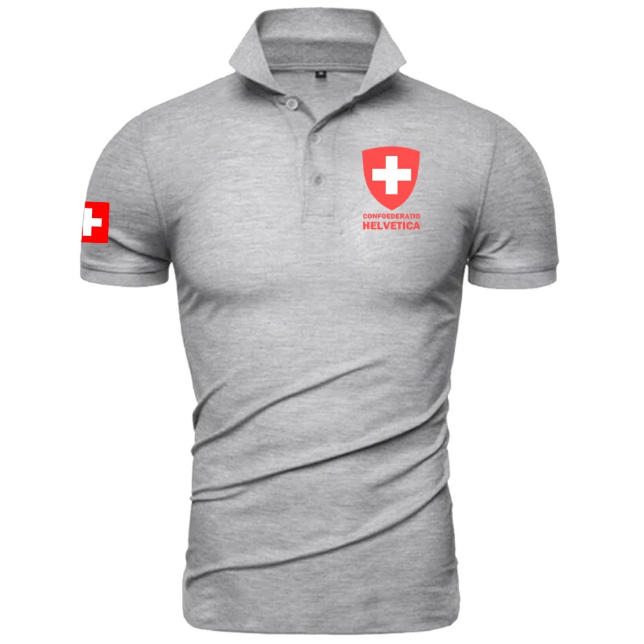 Polo de marque à manches courtes pour hommes, imprimé pour la campagne, Suisse, Hollywood, Suisse, CHE, CH