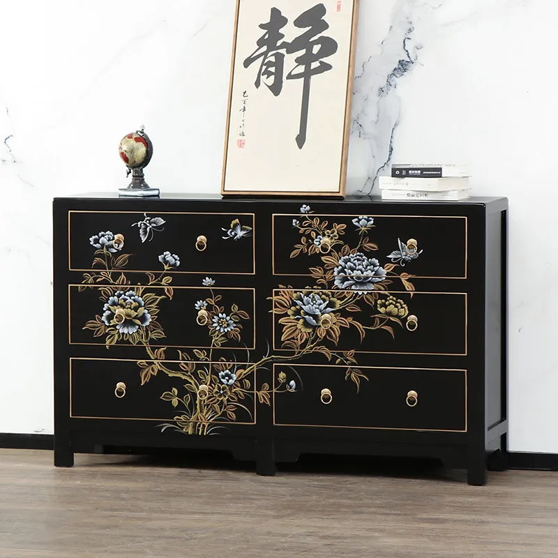 

Комод из цельного дерева для спальни, окрашенный шестисудовым шкафом у настенного шкафчика