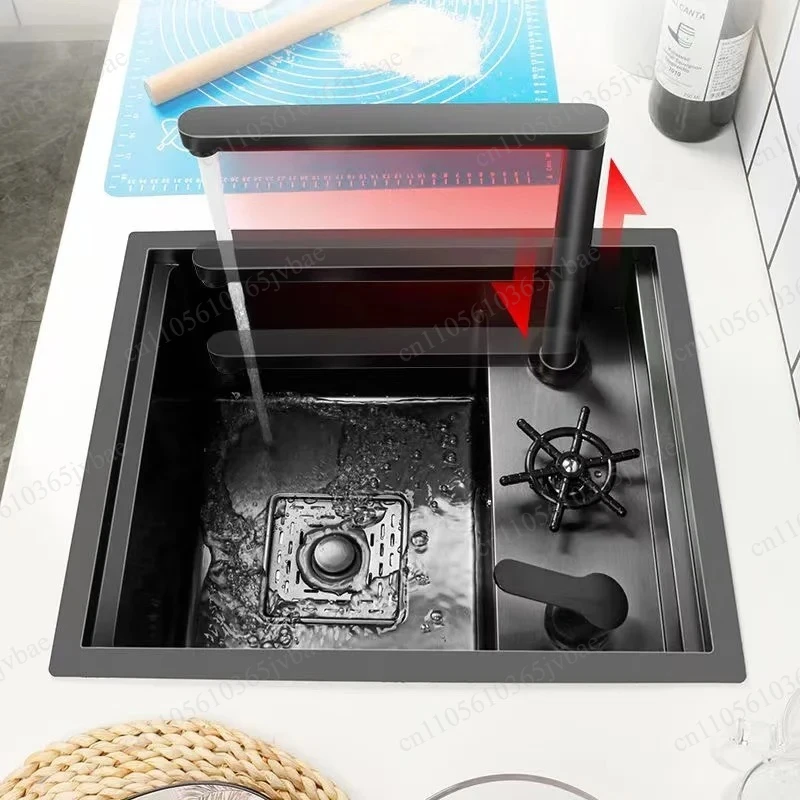 Stainless Steel Handmade Sink, Embossed Wear-resistant Cup Washer Invisible Installation