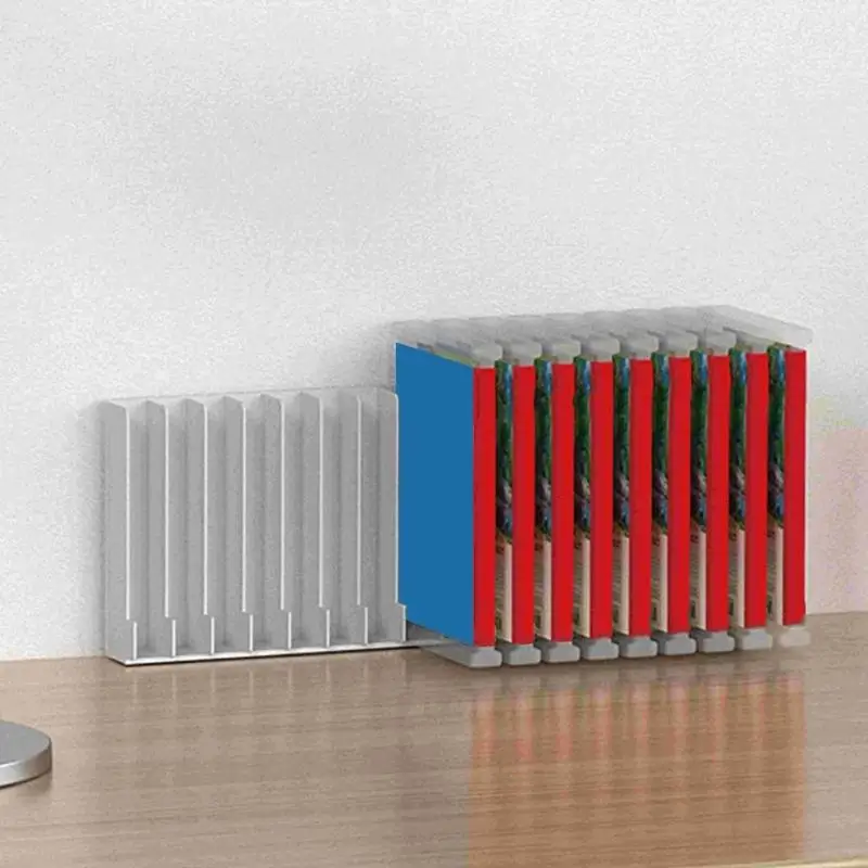 R53C Desktop Media Holder with Divider Storage for Game Disc Box, ABS Rack for Shelves, Cabinets, and Desks