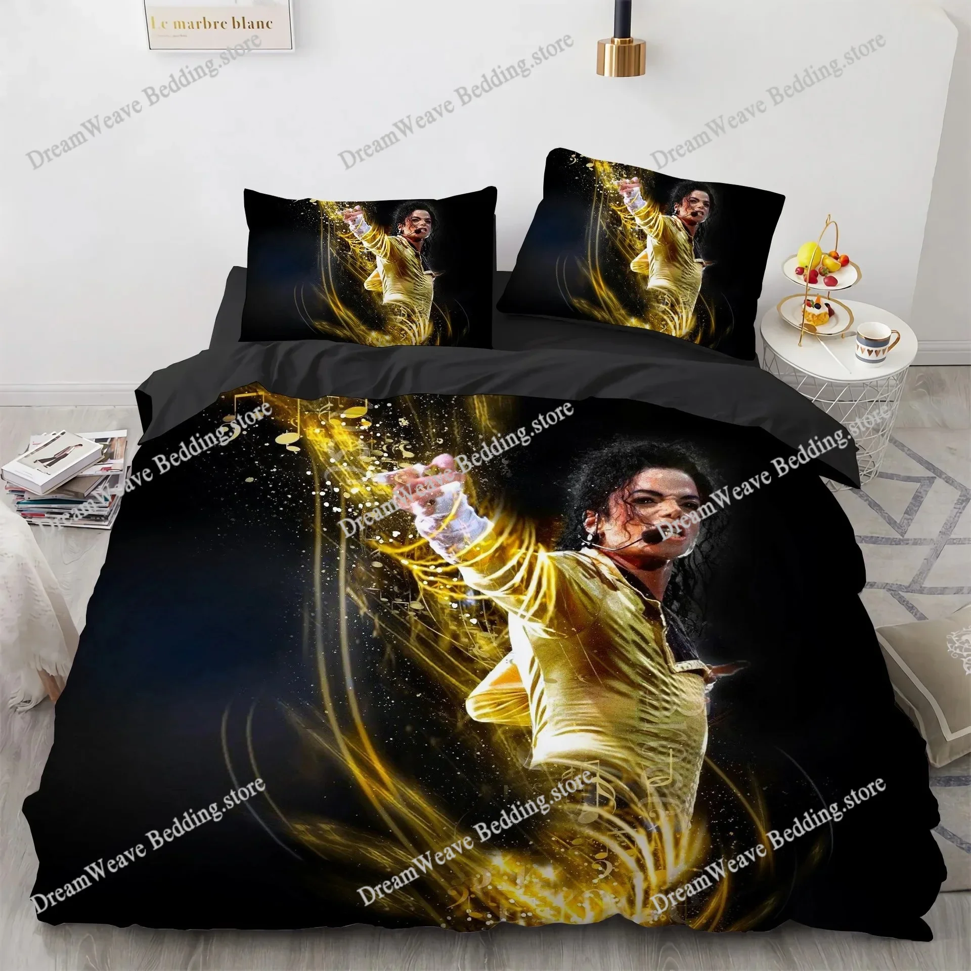 

Michael Jackson Bedding Set Single Twin Full King Size Musical Genius Bed Linen Adults Teens Bedroom Duvet Cover Set Luxury Gift
