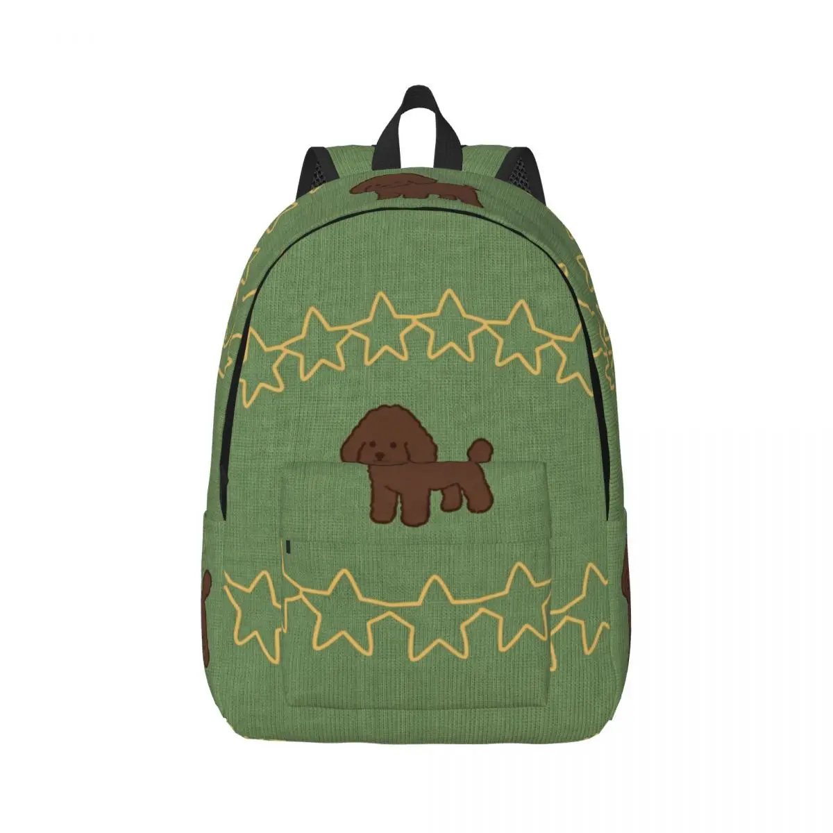 Lovely Casual Backpack Tossed Dog Star Whimsical Cute Solid Green Brown Yellow Cool Bookbag for Girls Boys College Travel Daily