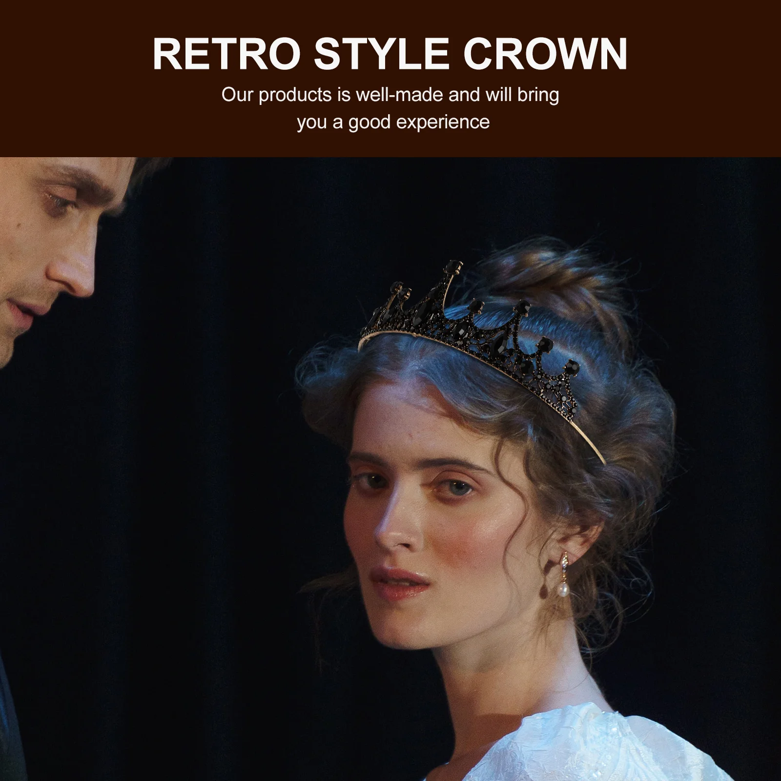 

Ретро Корона Свадебный Головной Убор Кристалл Аксессуары Для Волос Черный Головной Убор Женщины Винтаж Подружки Невесты Инструмент Для Укладки
