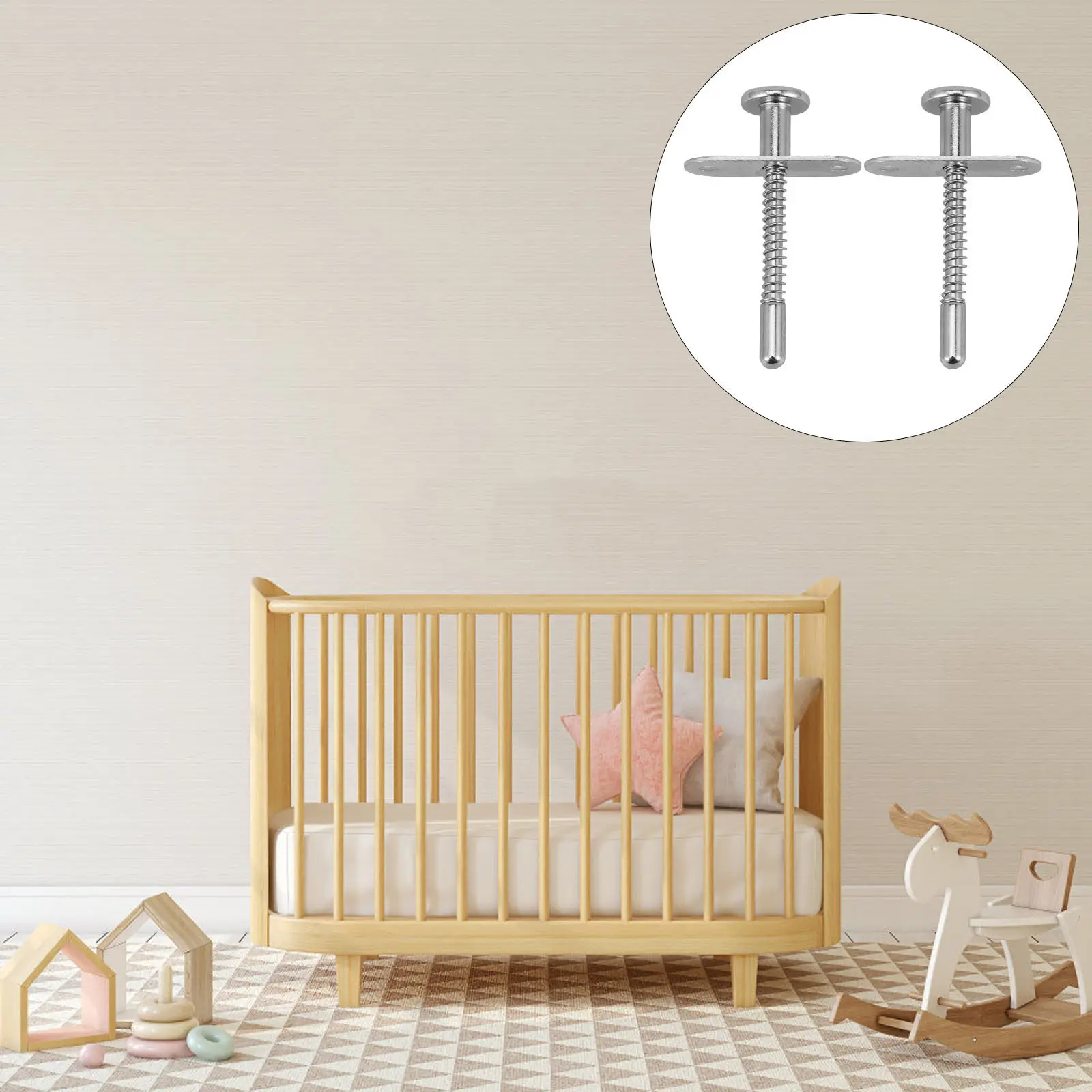2Pcs Spring Loaded Locking Pins Iron Durable Crib Latch Replacement Bed Fastening Furniture Accessories Crib Latch