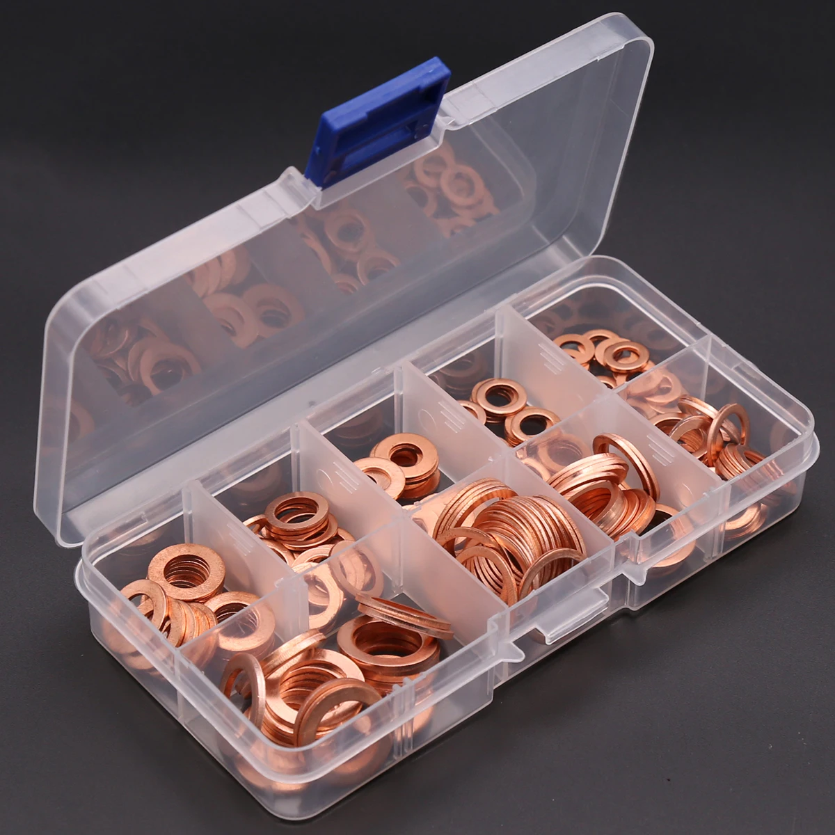 180Pcs Rood Koper Ringen Box Set Pakking Platte Ring Ringen M5 M6 M8 M10 M12 M14