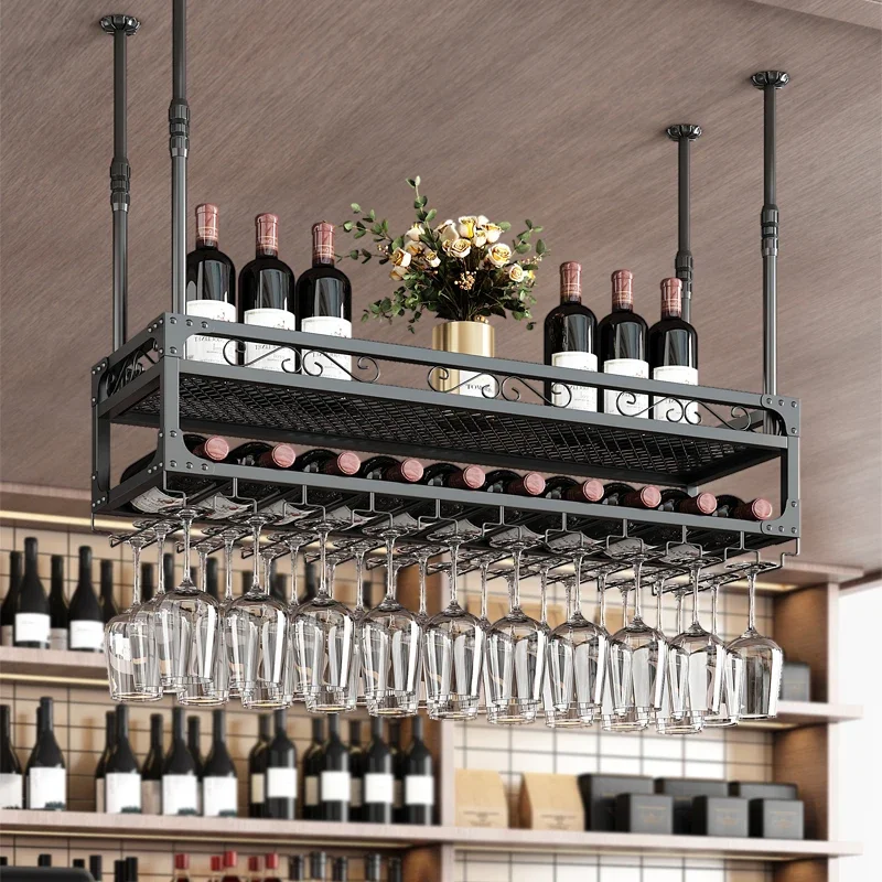

Drink Hanging Corner Wine Rack Bar Buffet Inverted Restaurant Small Wine Cabinets Kitchen Salon Botellero Vino Display Cabinet
