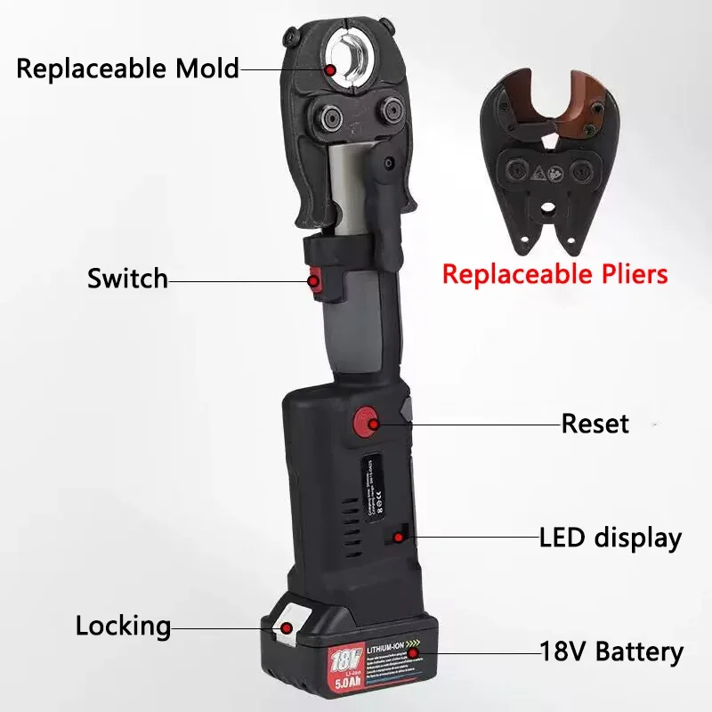 ES-300C Multi-functional Electric Hydraulic Pliers, Wire Crimping, Stainless Steel Pipe Crimping, Wire Cutting, 3 in 1 Functions