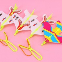DIY Flash Light Airplane Plane Ejection Cyclotron Slingshot Rubber band Aircraft Flash Cruise Outdoor Toys For Child Kids Gift