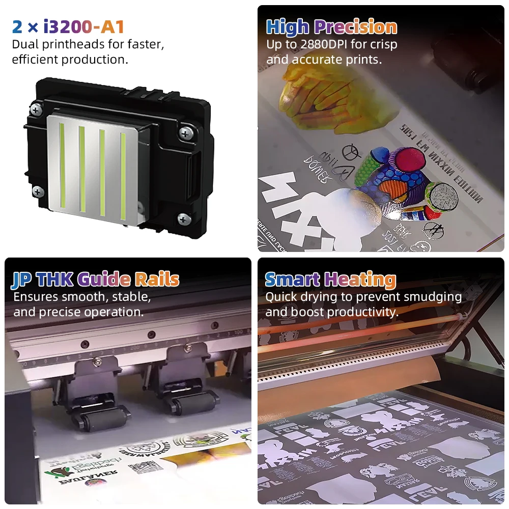 LEAF Digital 24 pulgadas Impresora DTF 60 cm impresora de transferencia de camisas impresora de inyección de tinta DTF con doble cabezal I3200