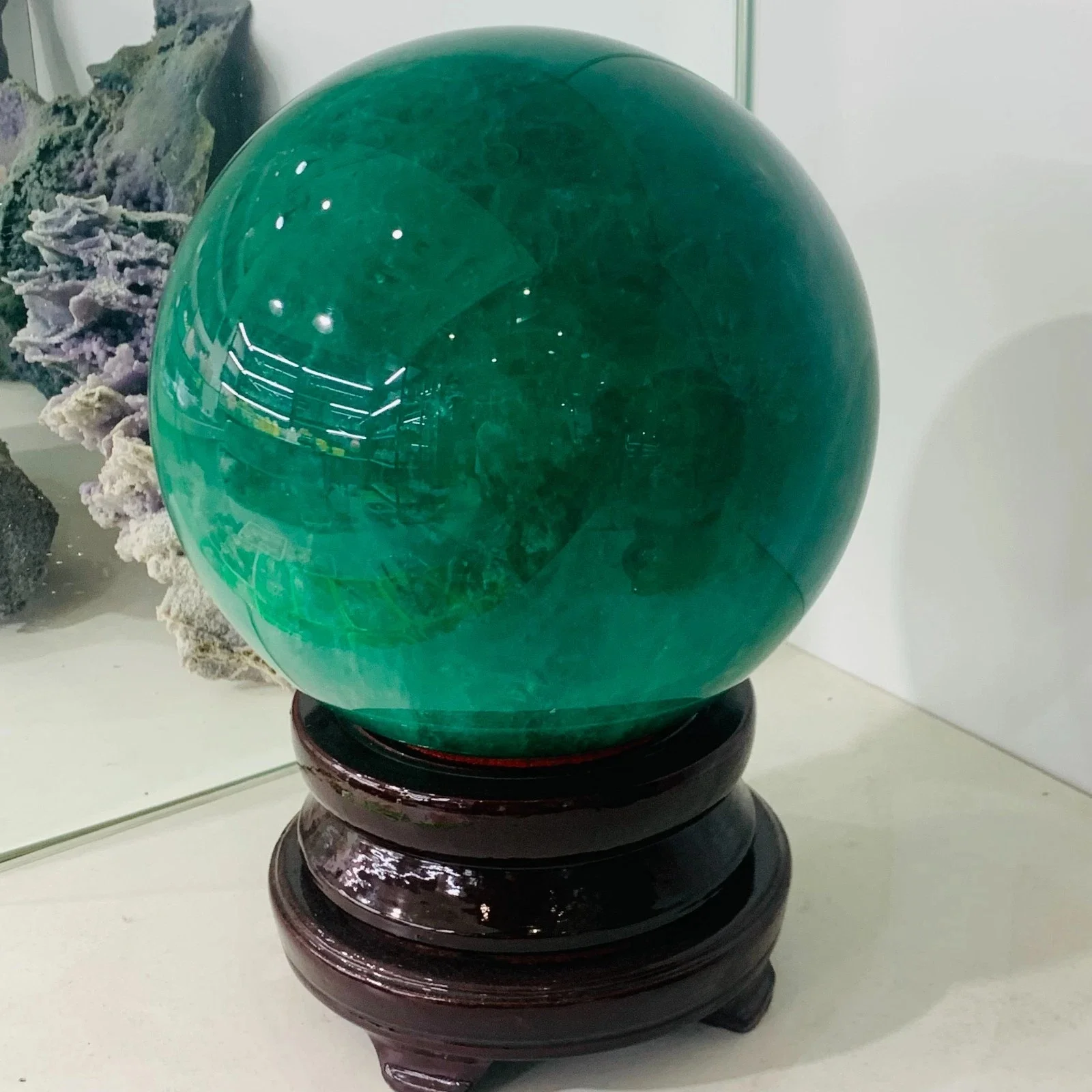 Large-sized Natural Green Fluorite Quartz Sphere Crystal Ball Reiki Healing Gem Decor