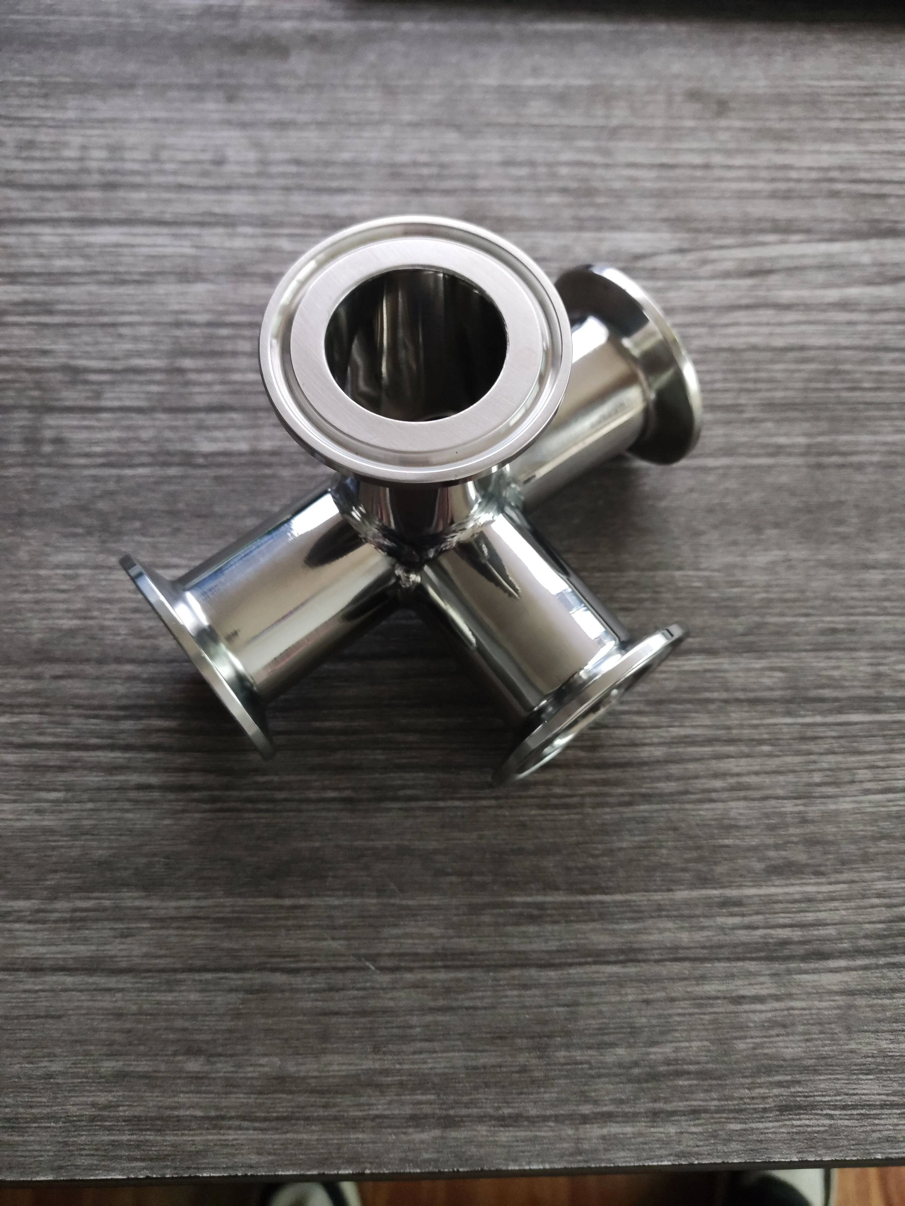 304 Stainless Steel Sanitary Clamp Equal-Diameter Right Angle Cross