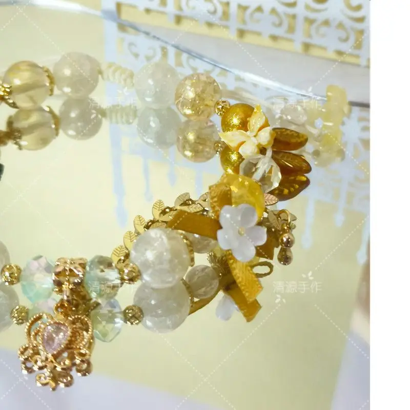 Honkai:Star Rail Cyrene Hyacine Castorice Aglaea Leather Crystal Beads Bracelet Handmade Elastic Rope Women Birthday Jewelry